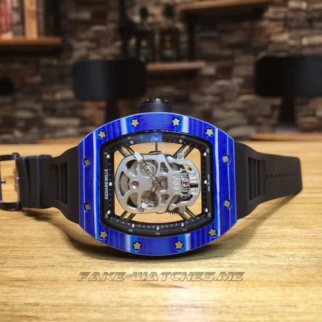 Richard Mille RM052 Blue Forged Carbon Silver Skull Dial